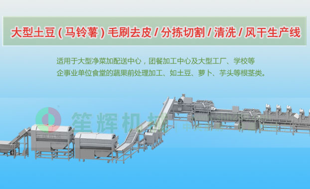 闵行连续式土豆去皮清洗切割风干生产线